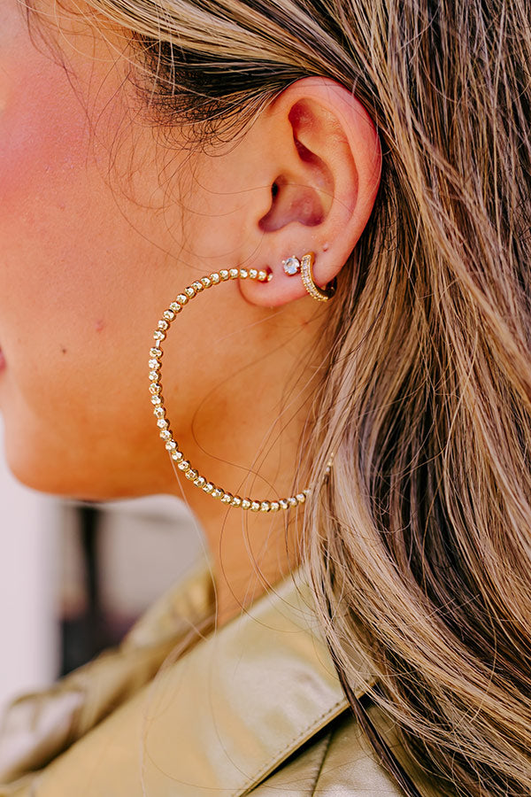 14k Gold & Diamond Skinny Hoop Earrings 2.5